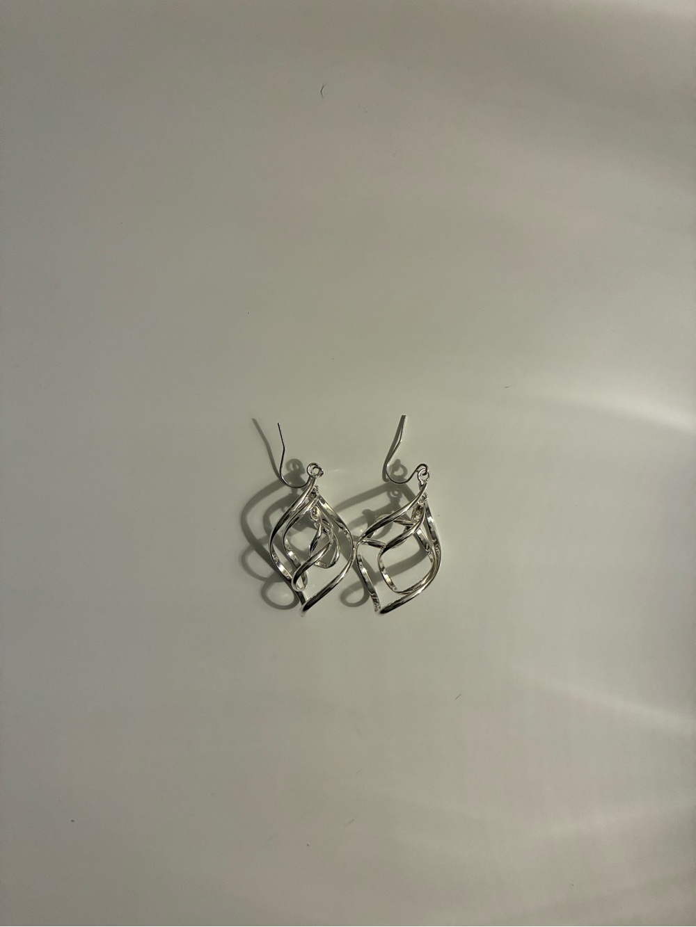 Sterling Silver Twist Drop Earrings - Silver